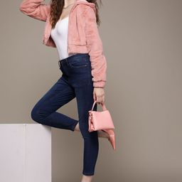 bebe Women Dusty Pink All Day Crop Bomber Jacket-image-93