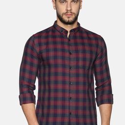 SHOWOFF Men Maroon Slim Fit Checked Casual Shirt-image-83