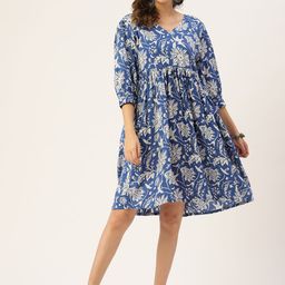 Jaipur Morni Floral Print Puff Sleeves Ethnic Dress-image-84