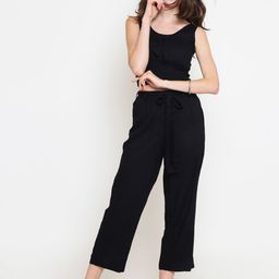 Sera Women Black Solid Top with Palazzos-image-42