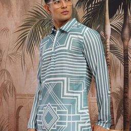 Sangria Men Geometric Print Pure Cotton Kurta-picture-10