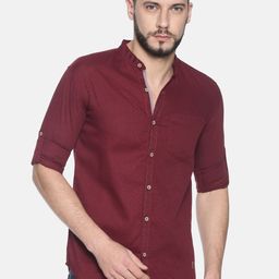 Campus Sutra Men Maroon Classic Regular Fit Solid Casual Shirt-image-103