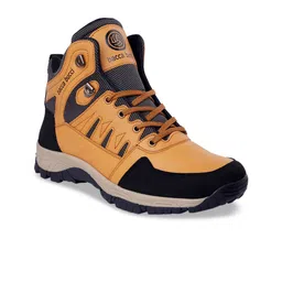 bacca bucci Men Tan Colourblocked PU Trekking Shoes-image-85