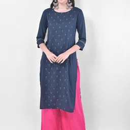 Span Women Blue Geometric Embroidered Thread Work Kurta-image-18