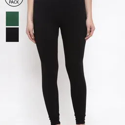 TAG 7 Women Pack Of 3 Solid Churidar-Length Leggings-image-38