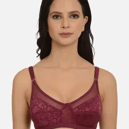 mod & shy Burgundy Self Design Non-Wired Non Padded Minimizer Bra MS98-52