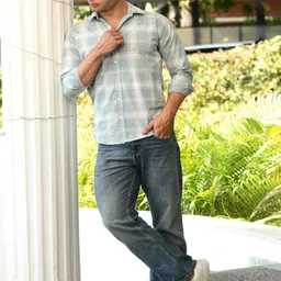 HONNETE Tartan Checked Cotton Casual Shirt-image-76