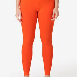 Vami Women Orange Solid Ankle-Length Leggings-picture-8