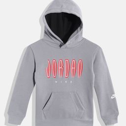 Jordan Boys Grey & Red Printed Hooded Sweatshirt-16