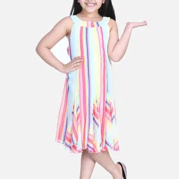 StyleStone Girls Multicoloured Striped A-Line Dress-image-77