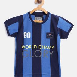 RUFF Boys Blue Striped Round Neck T-shirt-image-13