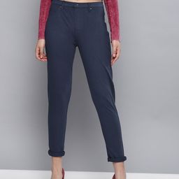 STREET 9 Women Navy Blue Solid Skinny Fit Treggings-picture-29