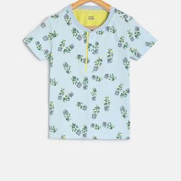MINI KLUB Boys Blue & Black Printed Round Neck T-shirt-image-4