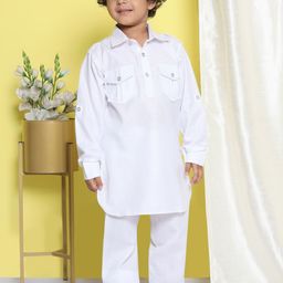Aj DEZInES Boys White Solid Kurta with Salwar-13