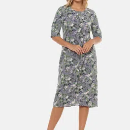 Campus Sutra Women Grey Printed A-Line Dress-picture-17