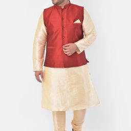 DEYANN PLUS Men Red Solid Kurta with Churidar-26