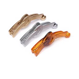AccessHer Women Mustard & Gold-Toned Set of 3 Banana Clip-12