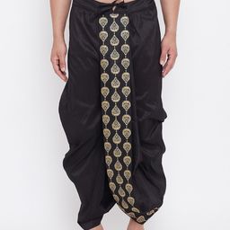 VASTRAMAY Men Black & Beige Embroidered Dhoti-image-76
