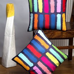 Alina decor Green & Pink Set of 2 Abstract Square Cushion Covers-picture-43