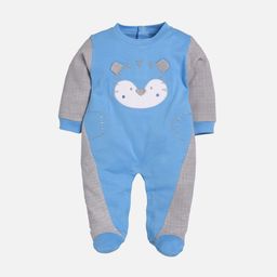 BABY GO Boys Blue & Grey Colourblocked Cotton Rompers-image-22
