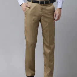 Hangup Men Khaki Solid Regular Fit Formal Trousers-image-38