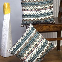 Alina decor Green & Beige Set of 2 Ethnic Motifs Square Cushion Covers-picture-45