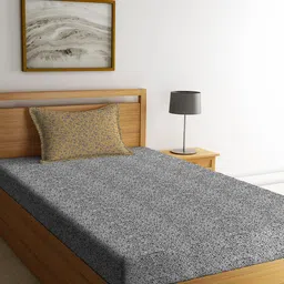 Portico New York Grey & Black Geometric 144 TC Cotton Single Bedsheet with Pillow Covers-image-13