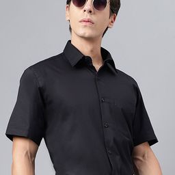 Hancock Men Black Slim Fit Solid Formal Shirt-image-74
