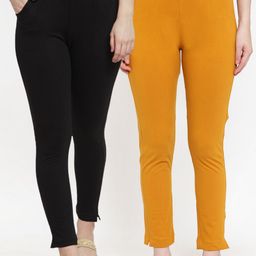 TAG 7 Women Pack Of 2 Solid Straight-Fit Ankle-Length Leggings-image-85