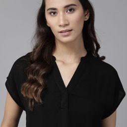 The Roadster Lifestyle Co Women Black Solid Boxy Top-picture-53