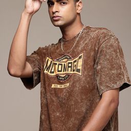 The Roadster Life Co. Typography Printed Drop-Shoulder Sleeves Pure Cotton Relaxed T-shirt-image-66