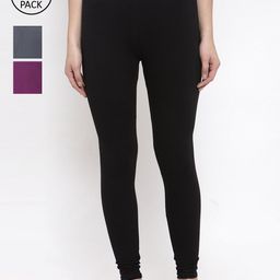 TAG 7 Women Pack Of 3 Solid Leggings-picture-26