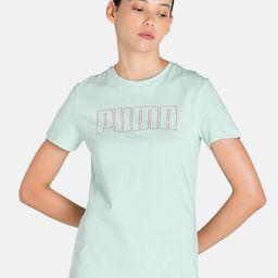 Puma Women Blue Brand Logo Printed T-shirt-image-96