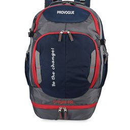 Provogue Unisex Grey & Navy Blue Brand Logo Backpack-17