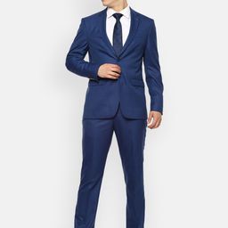 Louis Philippe Men Navy-Blue Checked Single-Breasted Suit-image-31
