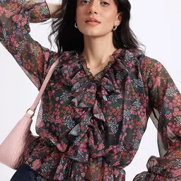 Stylecast X Hersheinbox Floral Print Ruffles Blouson Top-image-47
