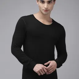 Van Heusen Men Black Solid Warmtech Low Neck Extra Warm Thermal Top-image-32