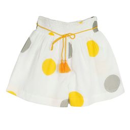 My Little Lambs Girls Off-White & Yellow Printed Loose Fit Hot Pants-image-46