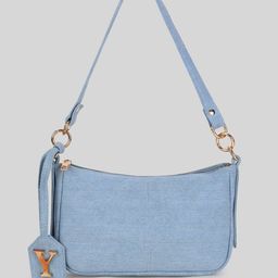Yelloe Blue Denim Baguette Shoulder Bag-picture-47