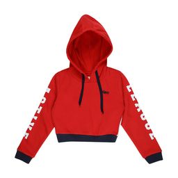 Blue Giraffe Girls Red Solid Hooded Sweatshirt-picture-49