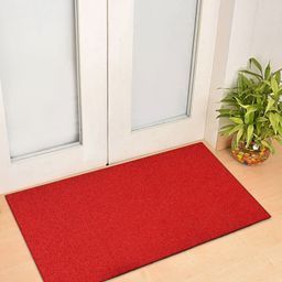 Kuber Industries Unisex Red Solid Rubber Anti Slip Door Mat-79