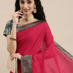 Mitera Pink & Teal Mukaish Pure Chiffon Saree-picture-16