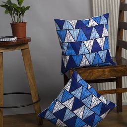 Alina decor Blue Set of 2 Abstract Square Cushion Covers-picture-46
