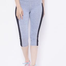 Chkokko Women Blue  Black Colourblocked Slim Fit Gym Capris-image-94