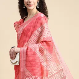 Mitera Ethnic Motifs Printed Linen Blend Saree-9