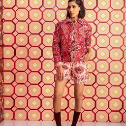 BETRUE Women Conversational Printed Spread Collar Jacket-image-60