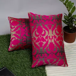 Alina decor Pink & Black Set of 2 Ethnic Motifs Rectangle Cushion Covers-2