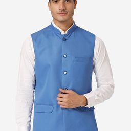 Wintage Men Blue Solid Nehru Jacket-picture-51