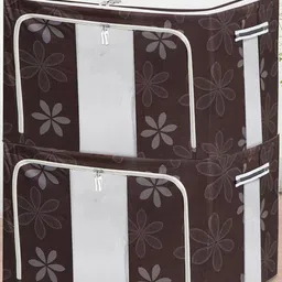 BlushBees Set Of 2 Brown & White Printed Wardrobe Storage Boxes-image-4