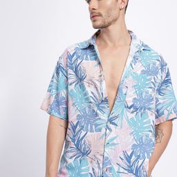 glitchez Tropical Print Relaxed Fit Shirt-image-86